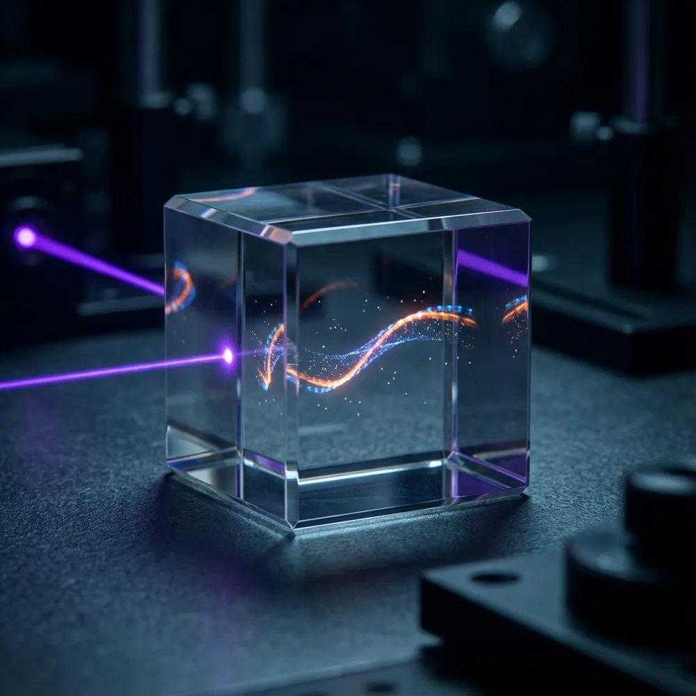 Illustration of laser writing in glass